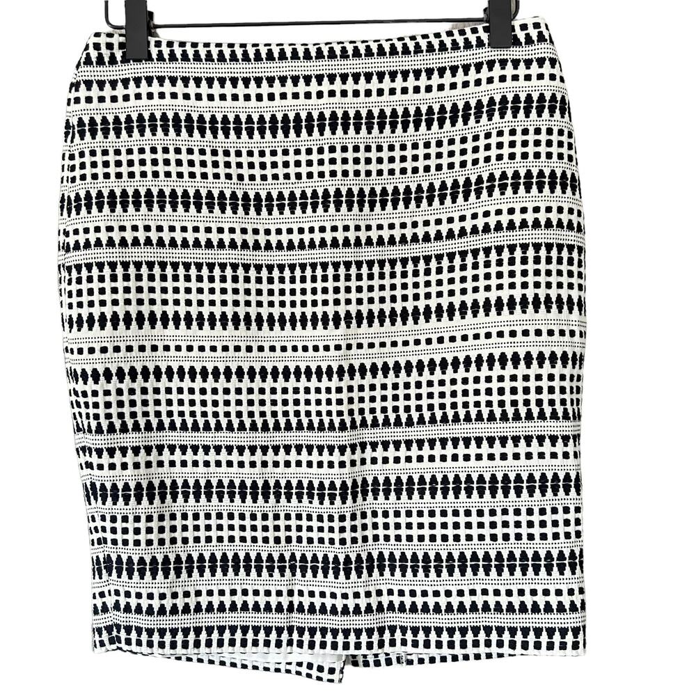 LOFT Petites Cotton Blend Knit Striped Womens Pencil Mini Skirt 2P Career Work